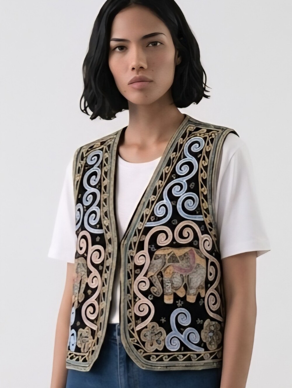 Vintage Carol Horn Workshop 🐘 Elephant 🐘 Vest Embellished Beads Sequins Ethnic